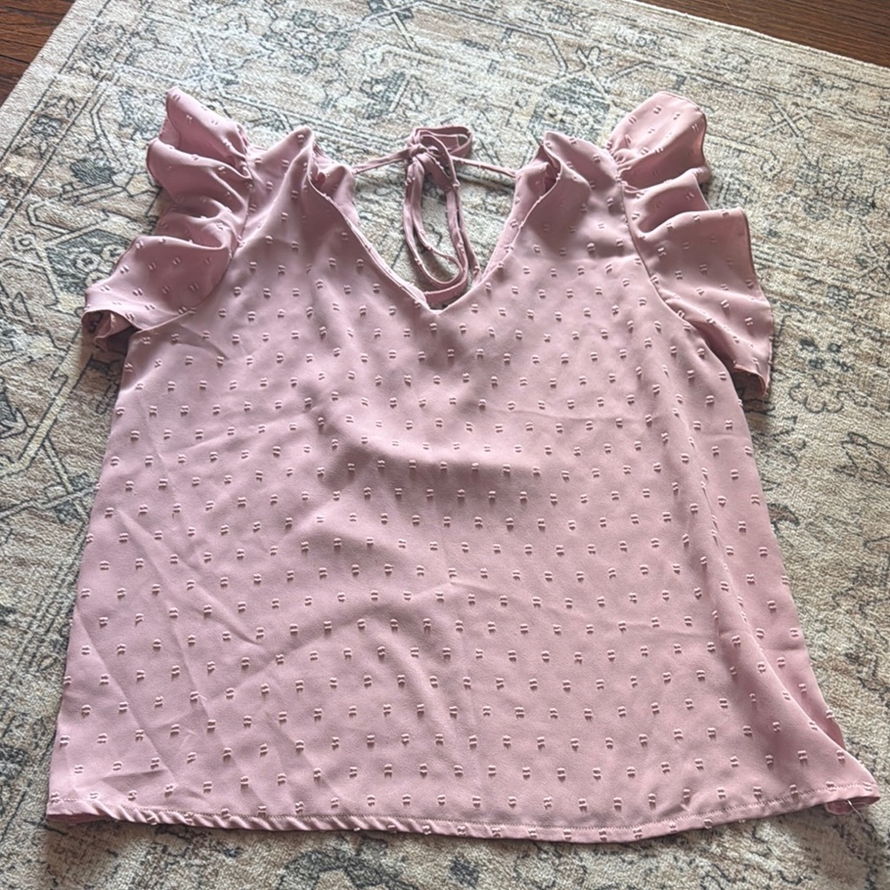 Elegant Pink Ruffle Sleeve Top